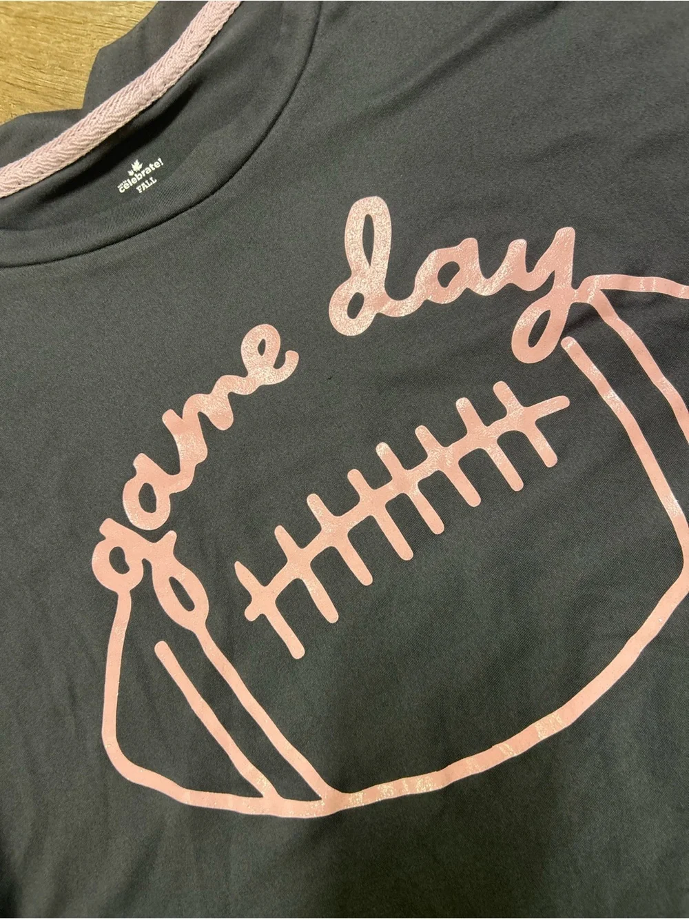 Game Day Football Graphic sleep Shirt - Black with Pink Print